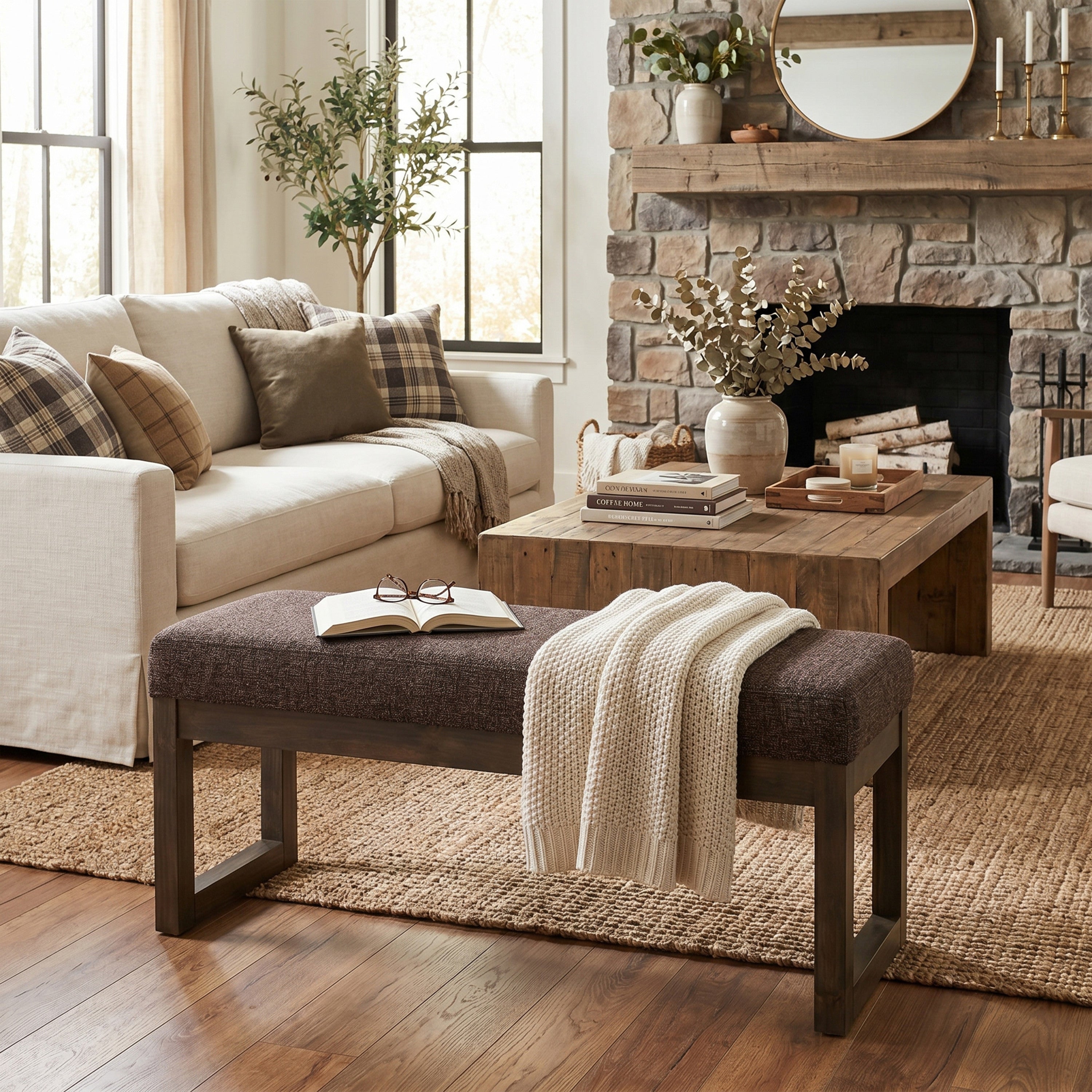 Large Tweed Ottoman | Milltown Large Ottoman Bench – Simpli Home