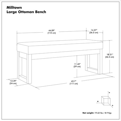 Parisian Grey Linen Style Fabric | Milltown Large Ottoman Bench in Parisian Grey