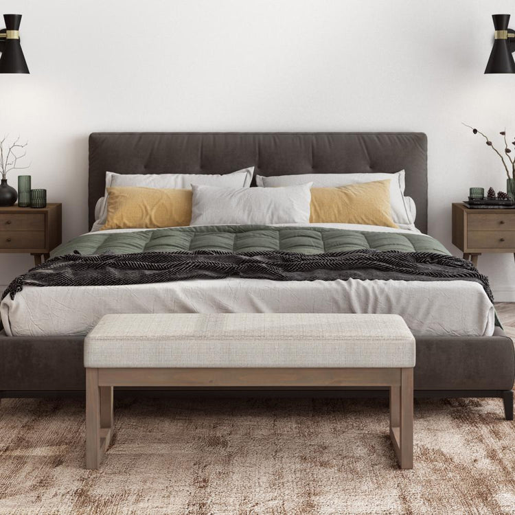 Platinum Tweed Style Fabric | Milltown Large Ottoman Bench in Tweed