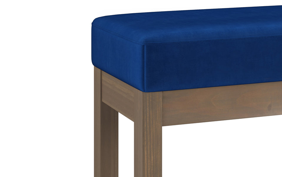 Blue Velvet Fabric | Milltown Footstool Small Ottoman Bench