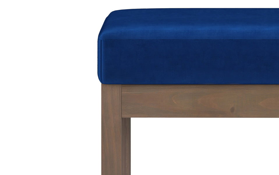 Blue Velvet Fabric | Milltown Footstool Small Ottoman Bench