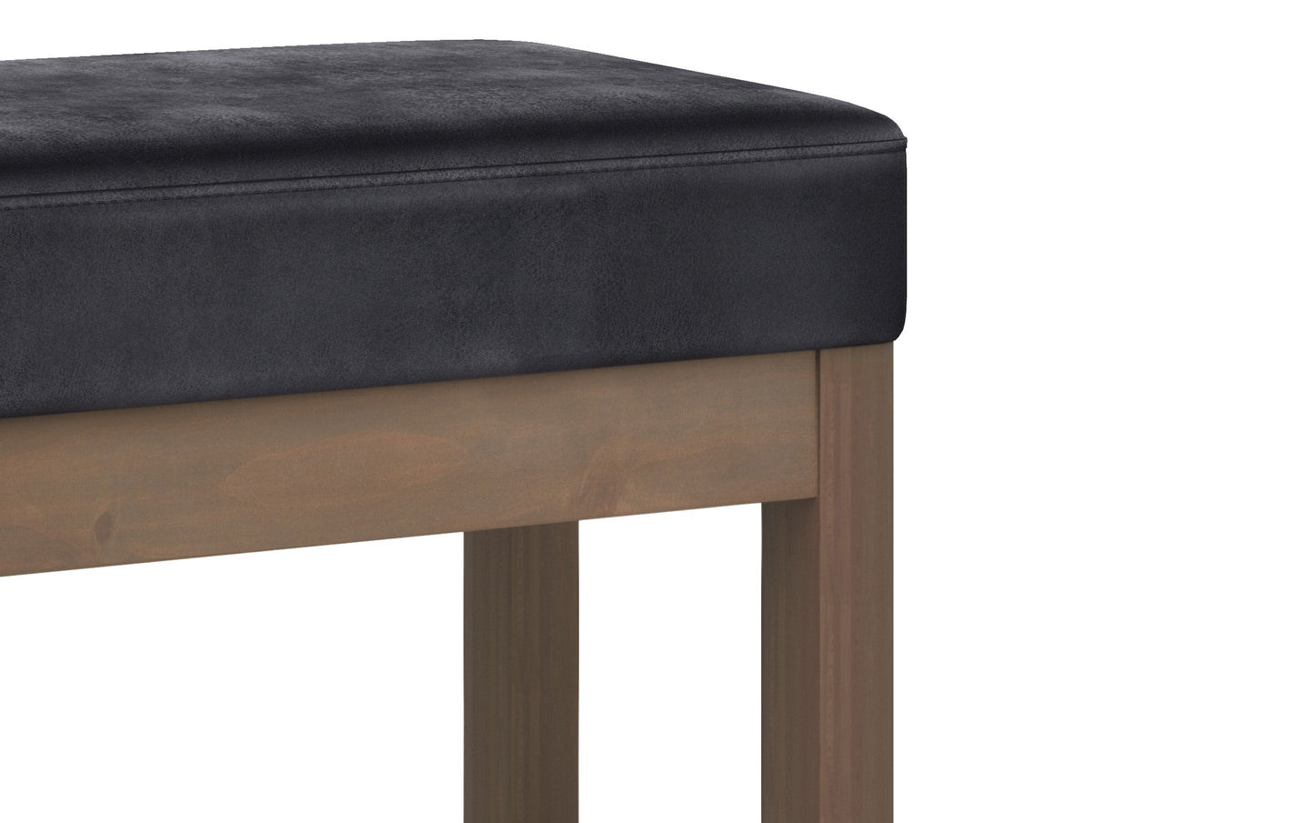 Distressed Black Distressed Vegan Leather | Milltown Footstool Small Ottoman Bench
