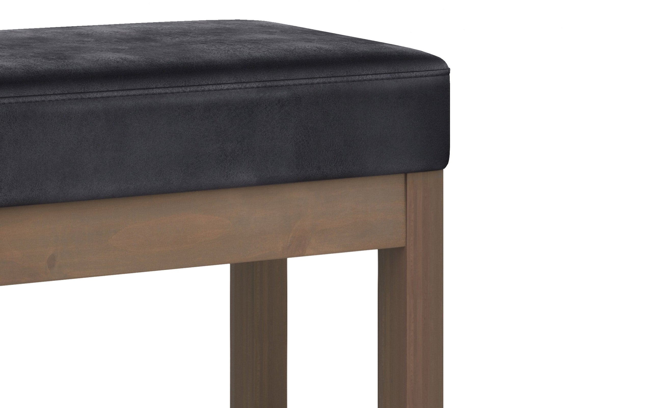 Distressed Black Distressed Vegan Leather | Milltown Footstool Small Ottoman Bench
