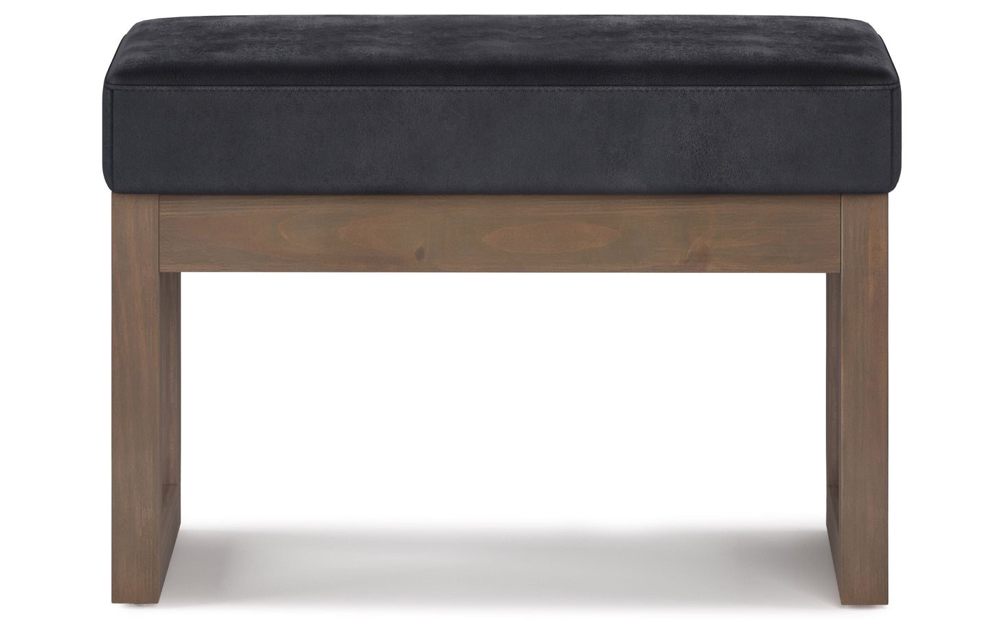 Distressed Black Distressed Vegan Leather | Milltown Footstool Small Ottoman Bench