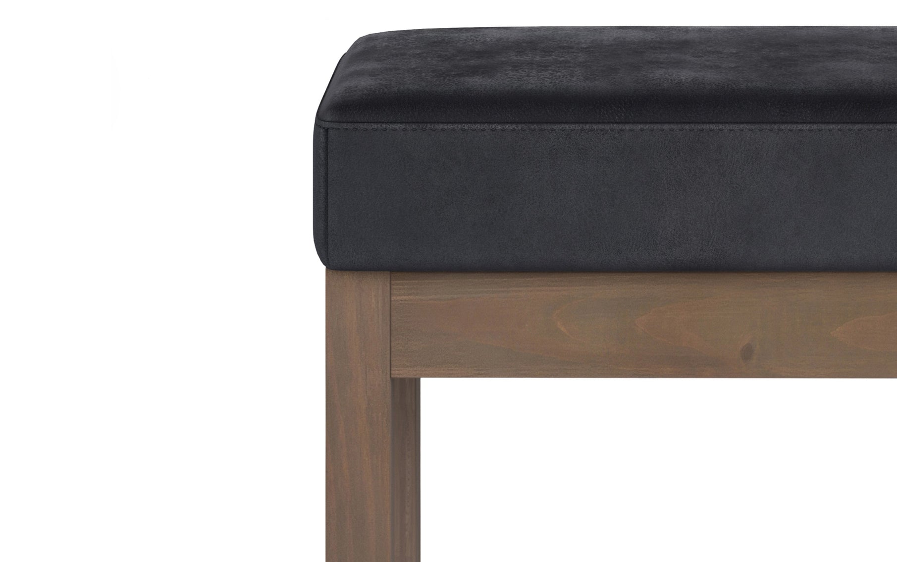Distressed Black Distressed Vegan Leather | Milltown Footstool Small Ottoman Bench