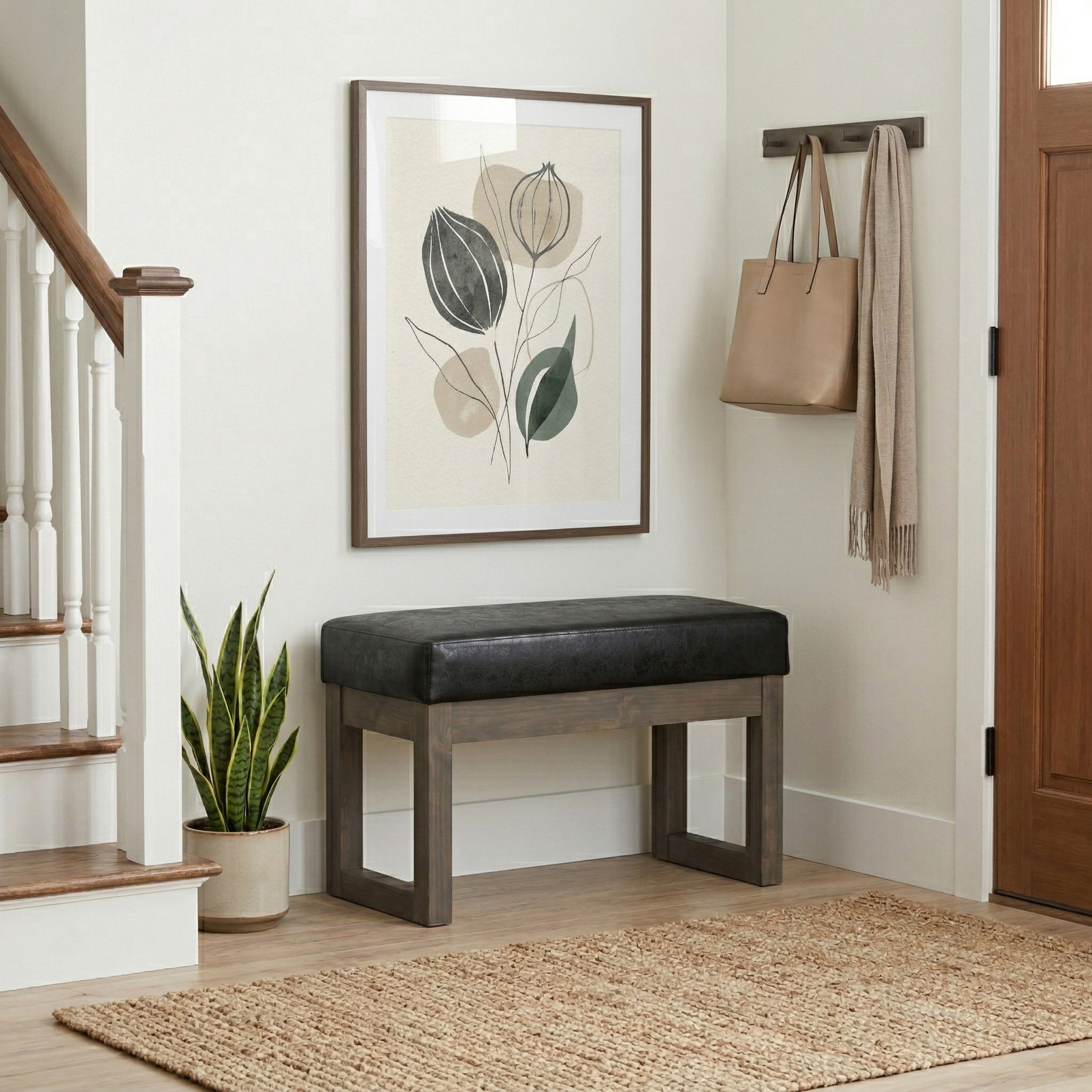 Small Vegan Leather Ottoman | Milltown Small Ottoman Bench