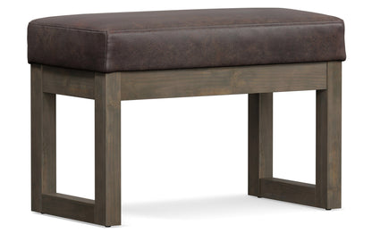 Distressed Dark Brown Distressed Vegan Leather | Milltown Footstool Small Ottoman Bench