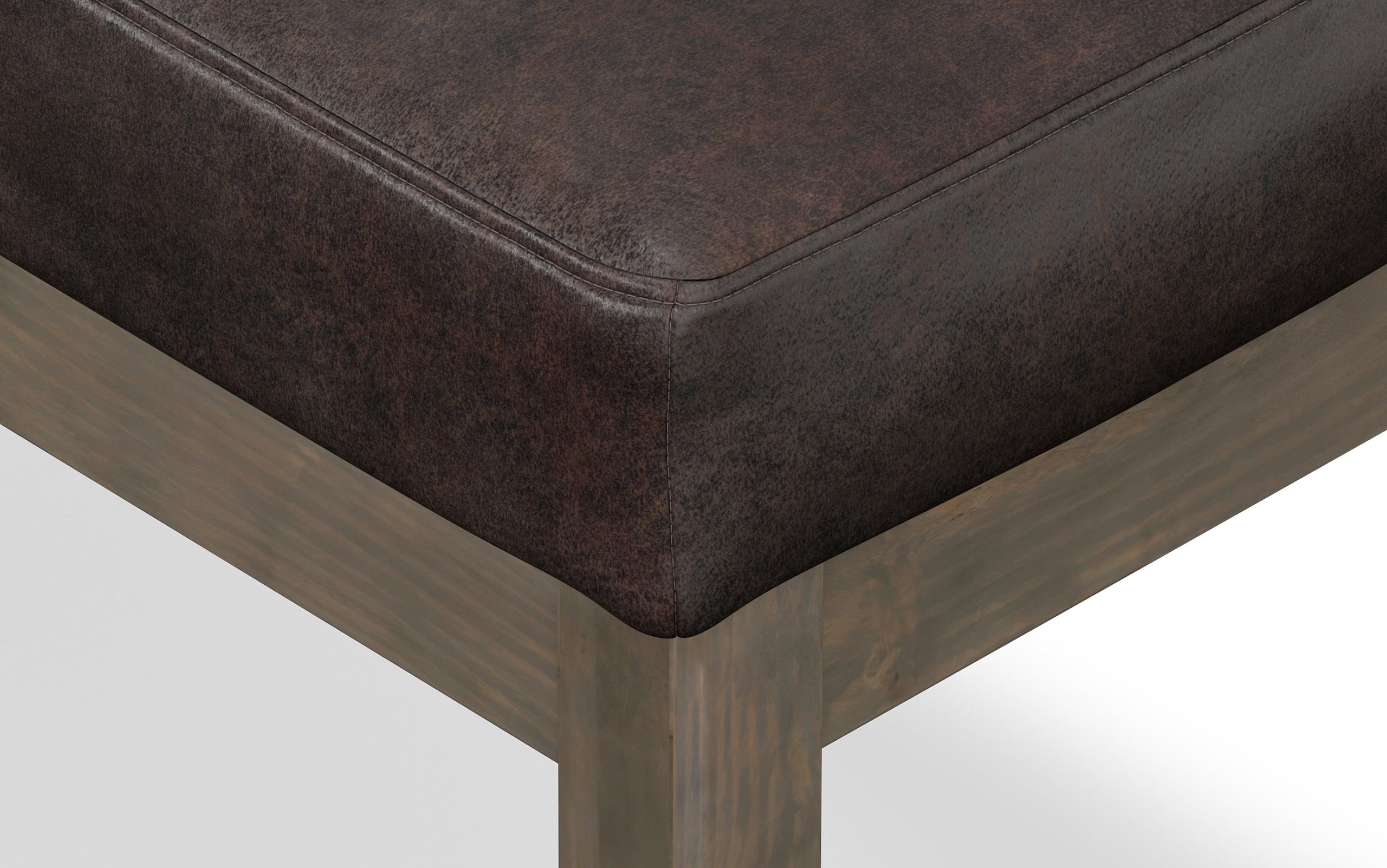 Distressed Dark Brown Distressed Vegan Leather | Milltown Footstool Small Ottoman Bench