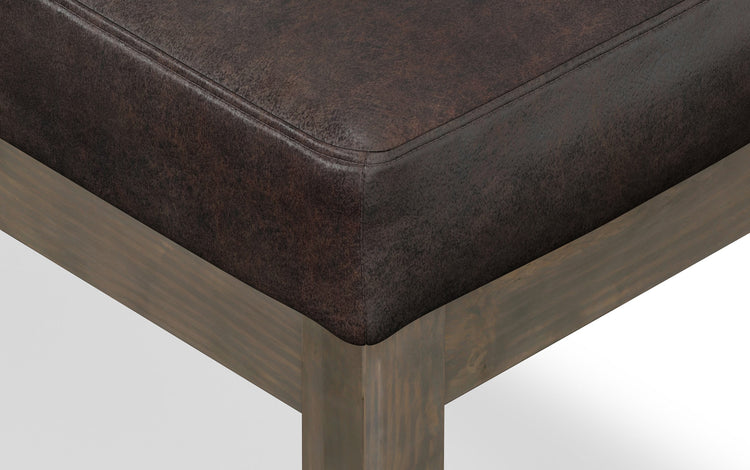 Distressed Dark Brown Distressed Vegan Leather | Milltown Footstool Small Ottoman Bench