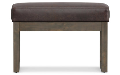 Distressed Dark Brown Distressed Vegan Leather | Milltown Footstool Small Ottoman Bench