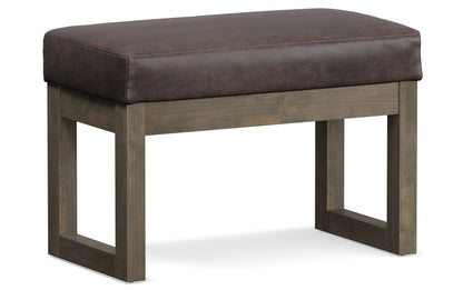 Distressed Dark Brown Distressed Vegan Leather | Milltown Footstool Small Ottoman Bench