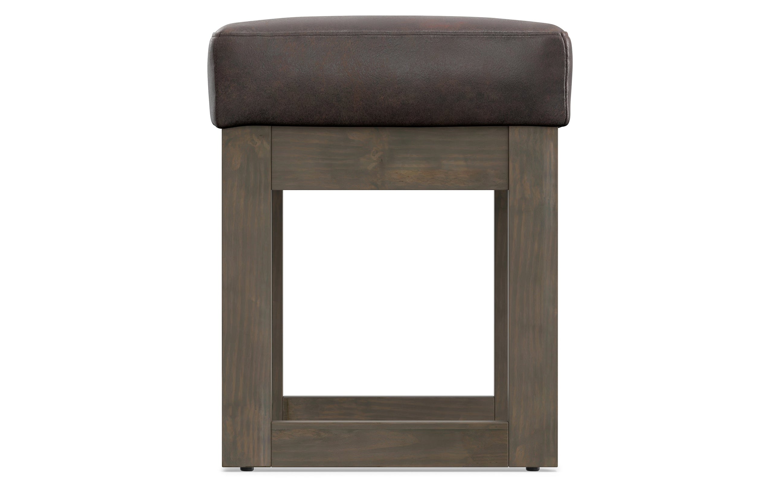 Distressed Dark Brown Distressed Vegan Leather | Milltown Footstool Small Ottoman Bench