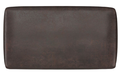 Distressed Dark Brown Distressed Vegan Leather | Milltown Footstool Small Ottoman Bench