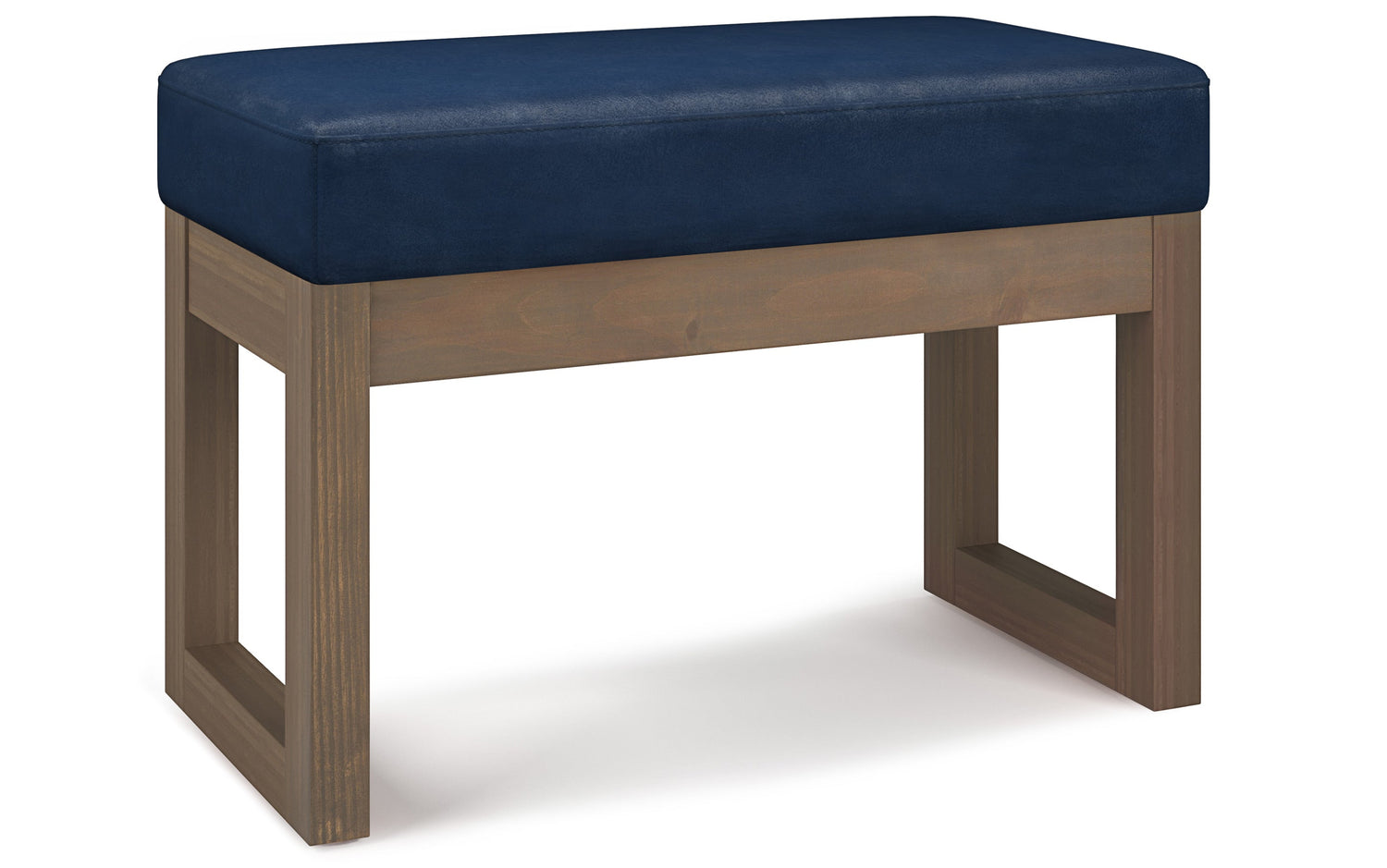 Distressed Dark Blue Distressed Vegan Leather | Milltown Footstool Small Ottoman Bench