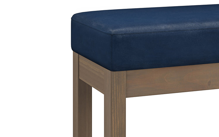 Distressed Dark Blue Distressed Vegan Leather | Milltown Footstool Small Ottoman Bench
