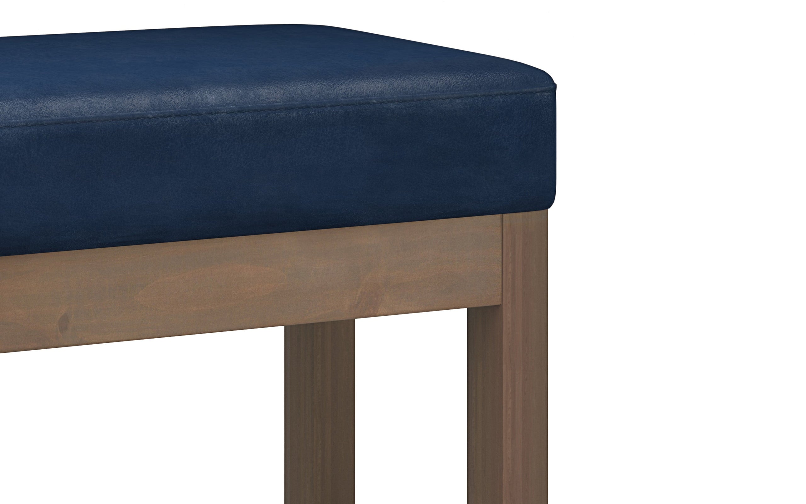 Distressed Dark Blue Distressed Vegan Leather | Milltown Footstool Small Ottoman Bench