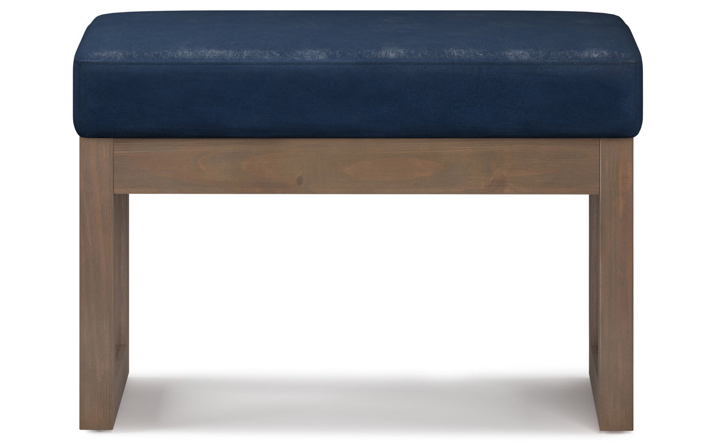 Distressed Dark Blue Distressed Vegan Leather | Milltown Footstool Small Ottoman Bench