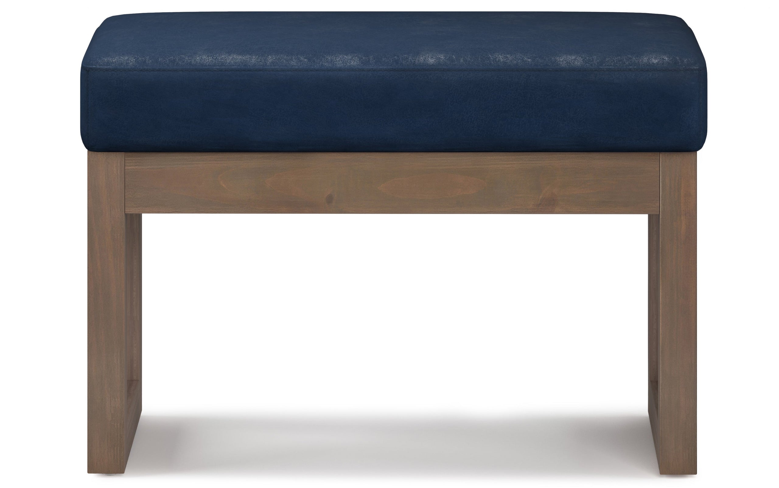 Distressed Dark Blue Distressed Vegan Leather | Milltown Footstool Small Ottoman Bench