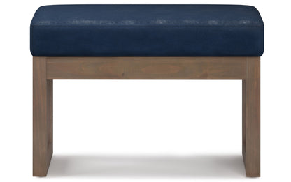 Distressed Dark Blue Distressed Vegan Leather | Milltown Footstool Small Ottoman Bench
