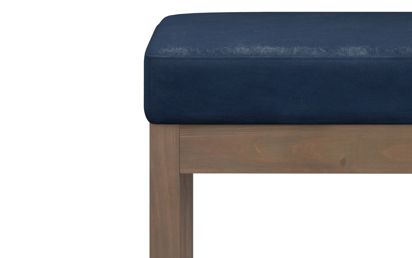 Distressed Dark Blue Distressed Vegan Leather | Milltown Footstool Small Ottoman Bench