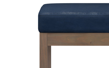 Distressed Dark Blue Distressed Vegan Leather | Milltown Footstool Small Ottoman Bench