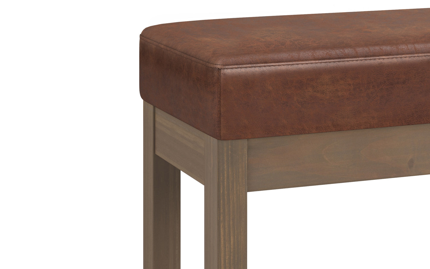 Distressed Saddle Brown Distressed Vegan Leather | Milltown Footstool Small Ottoman Bench