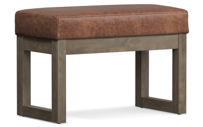 Distressed Saddle Brown Distressed Vegan Leather | Milltown Footstool Small Ottoman Bench