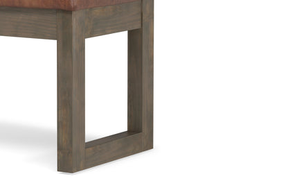 Distressed Saddle Brown Distressed Vegan Leather | Milltown Footstool Small Ottoman Bench