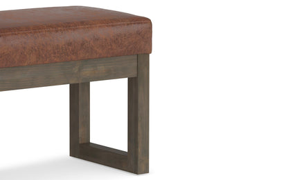 Distressed Saddle Brown Distressed Vegan Leather | Milltown Footstool Small Ottoman Bench