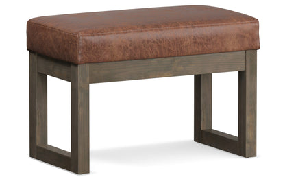 Distressed Saddle Brown Distressed Vegan Leather | Milltown Footstool Small Ottoman Bench