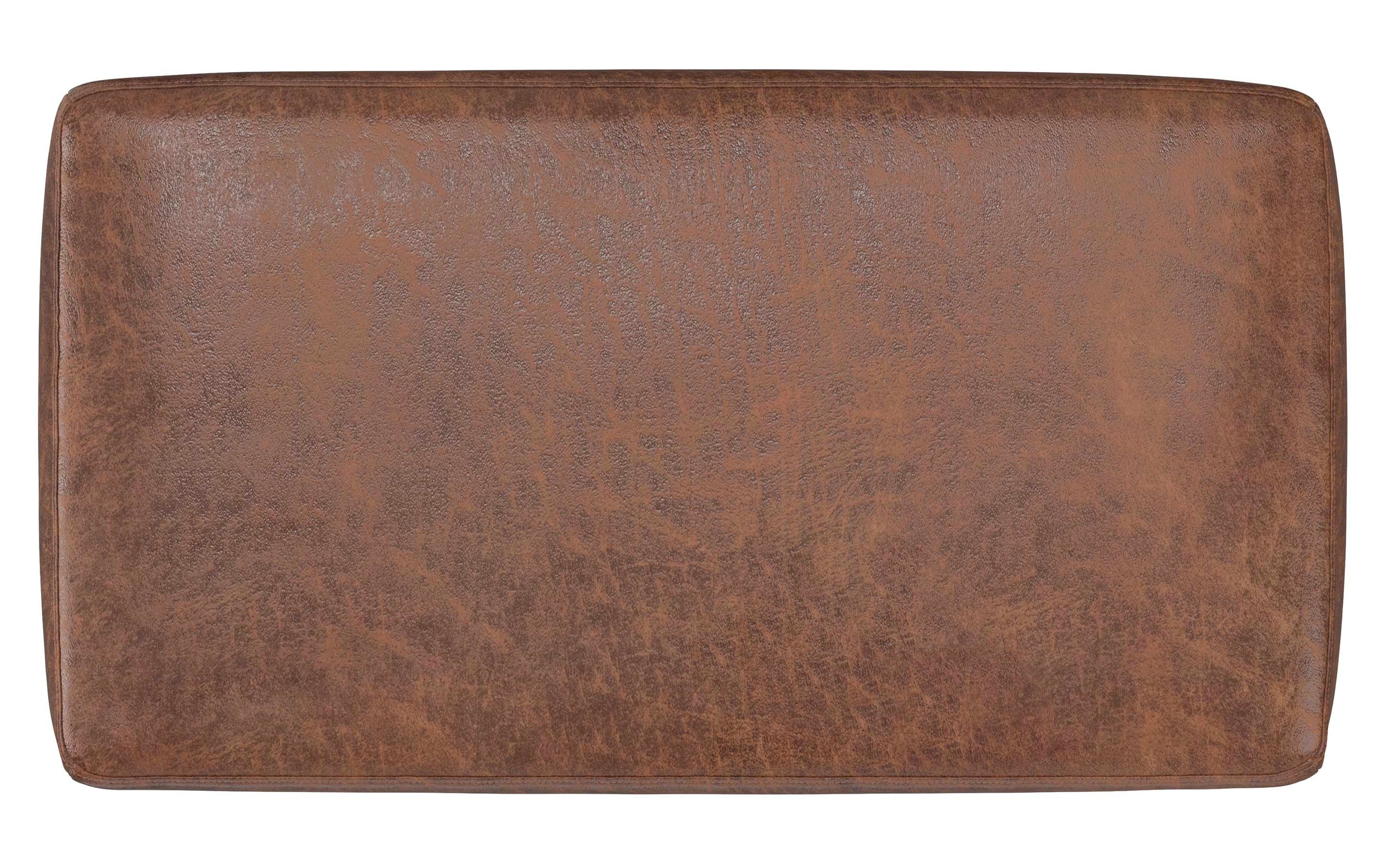 Distressed Saddle Brown Distressed Vegan Leather | Milltown Footstool Small Ottoman Bench