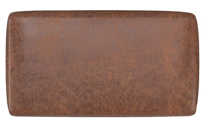 Distressed Saddle Brown Distressed Vegan Leather | Milltown Footstool Small Ottoman Bench