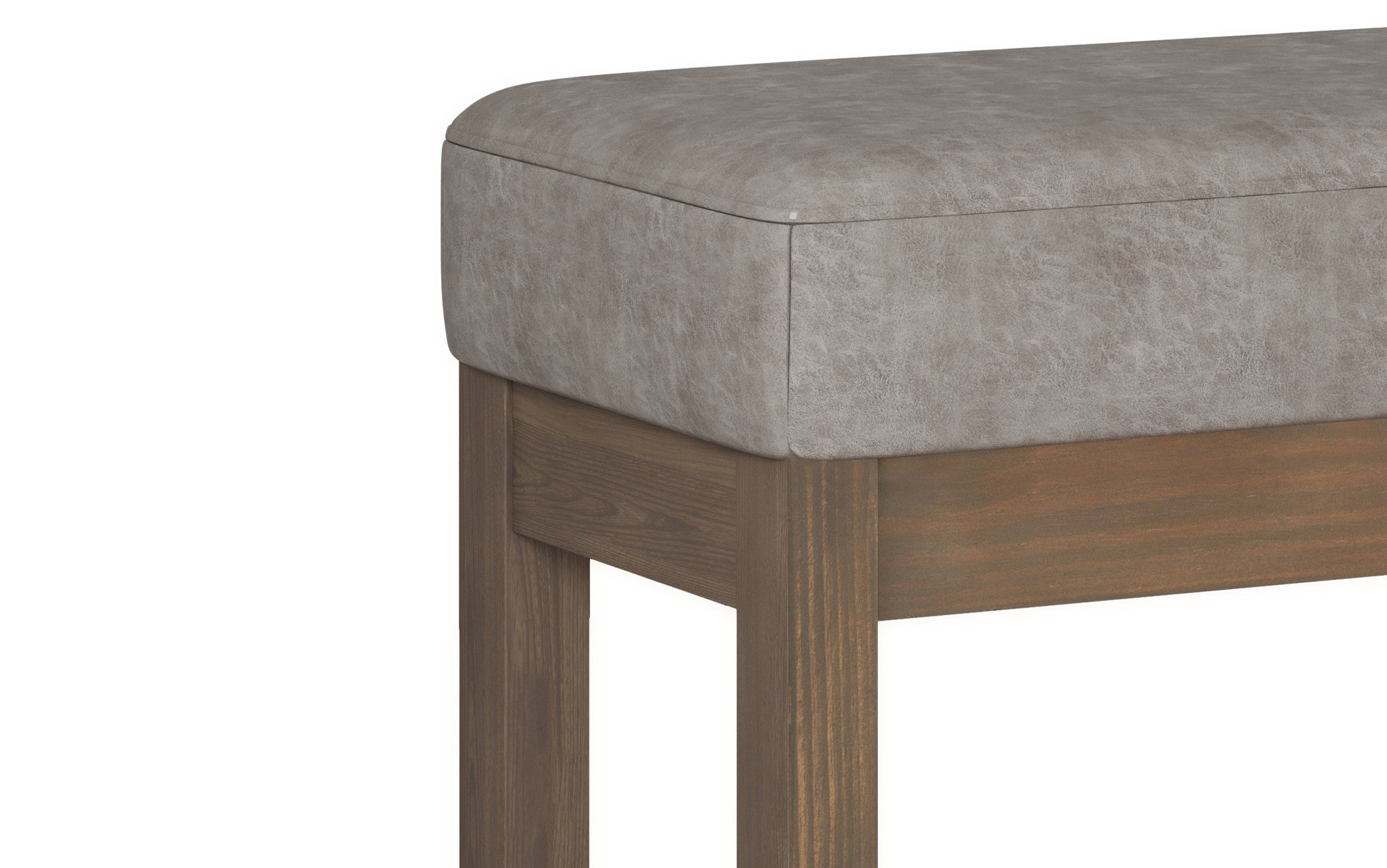 Distressed Grey Taupe Distressed Vegan Leather| Milltown Footstool Small Ottoman Bench