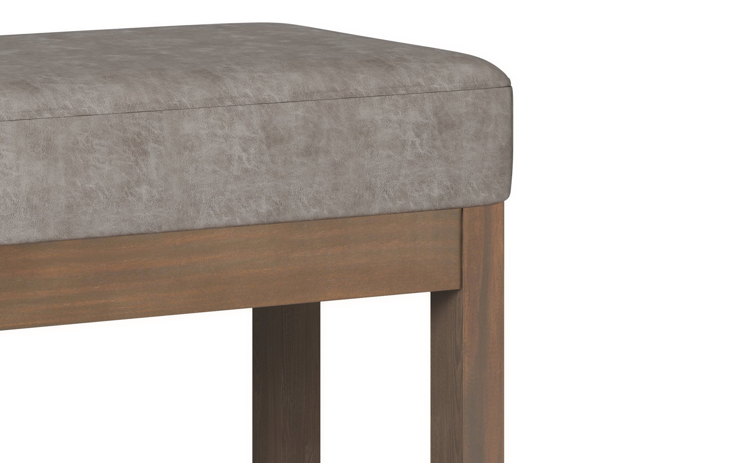 Distressed Grey Taupe Distressed Vegan Leather| Milltown Footstool Small Ottoman Bench