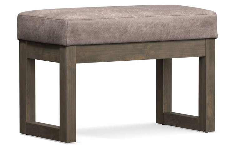 Distressed Grey Taupe Distressed Vegan Leather| Milltown Footstool Small Ottoman Bench