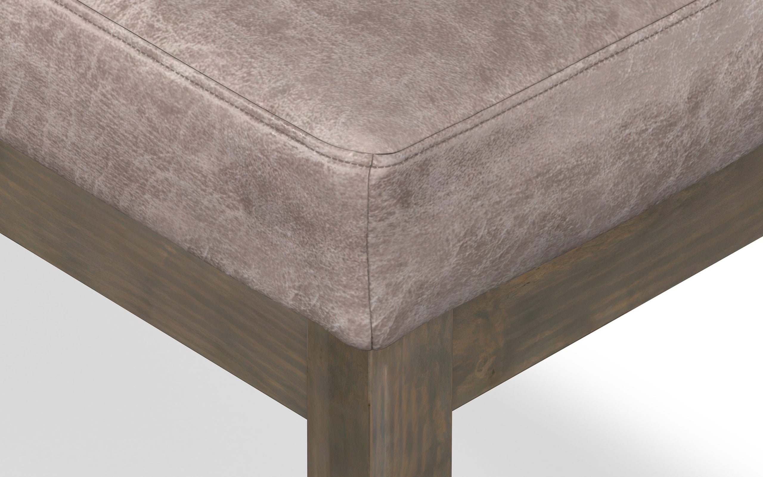 Distressed Grey Taupe Distressed Vegan Leather| Milltown Footstool Small Ottoman Bench