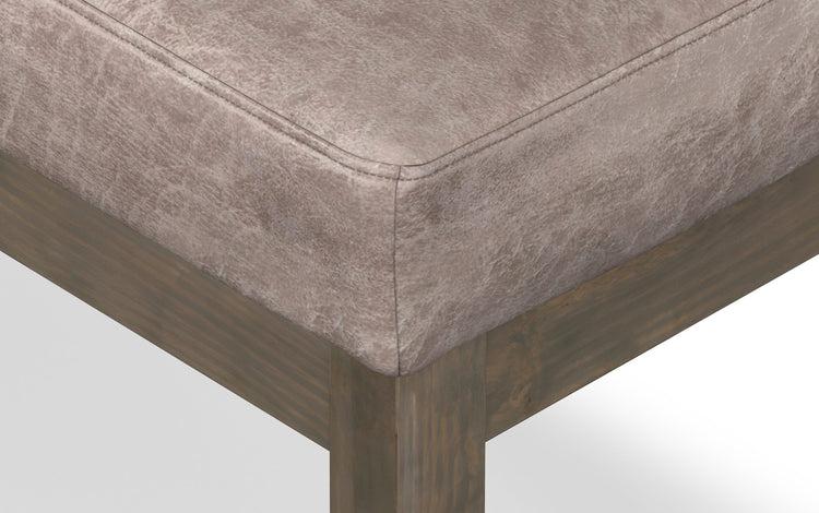 Distressed Grey Taupe Distressed Vegan Leather| Milltown Footstool Small Ottoman Bench