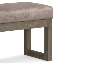 Distressed Grey Taupe Distressed Vegan Leather| Milltown Footstool Small Ottoman Bench
