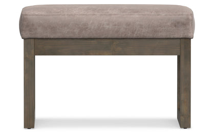 Distressed Grey Taupe Distressed Vegan Leather| Milltown Footstool Small Ottoman Bench
