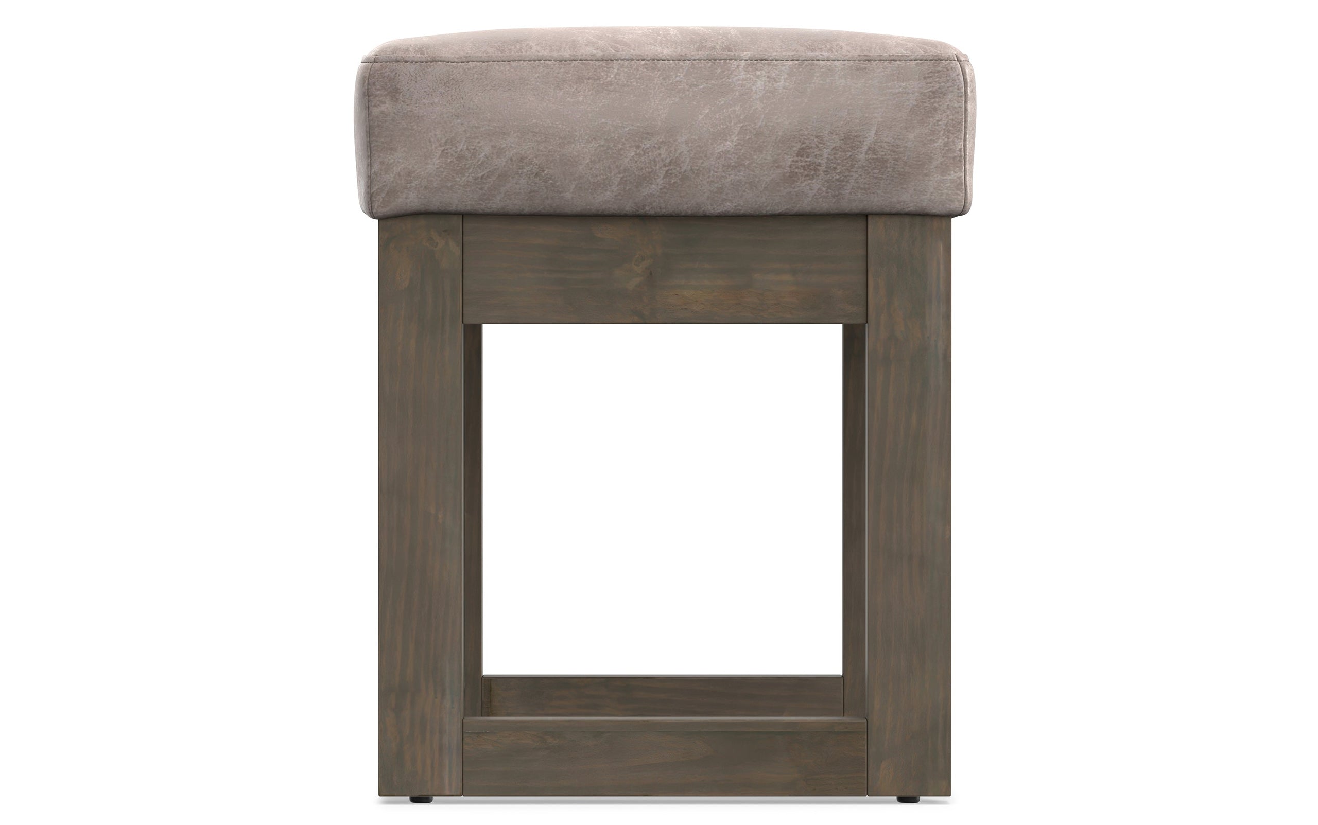 Distressed Grey Taupe Distressed Vegan Leather| Milltown Footstool Small Ottoman Bench