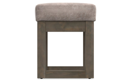 Distressed Grey Taupe Distressed Vegan Leather| Milltown Footstool Small Ottoman Bench
