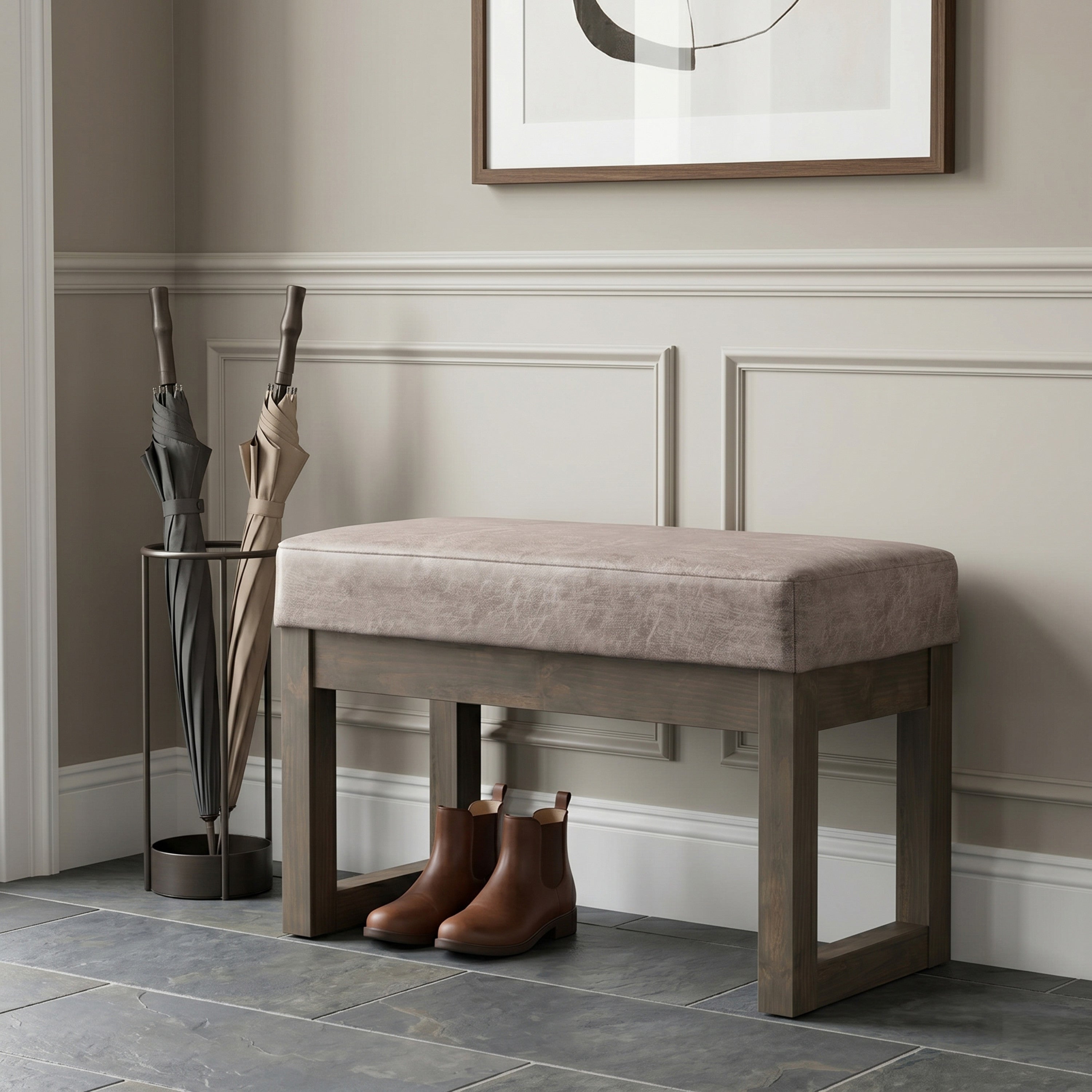 Small Vegan Leather Ottoman | Milltown Small Ottoman Bench