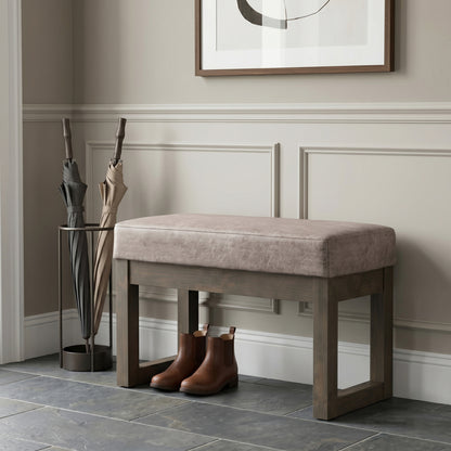 Distressed Grey Taupe Distressed Vegan Leather| Milltown Footstool Small Ottoman Bench