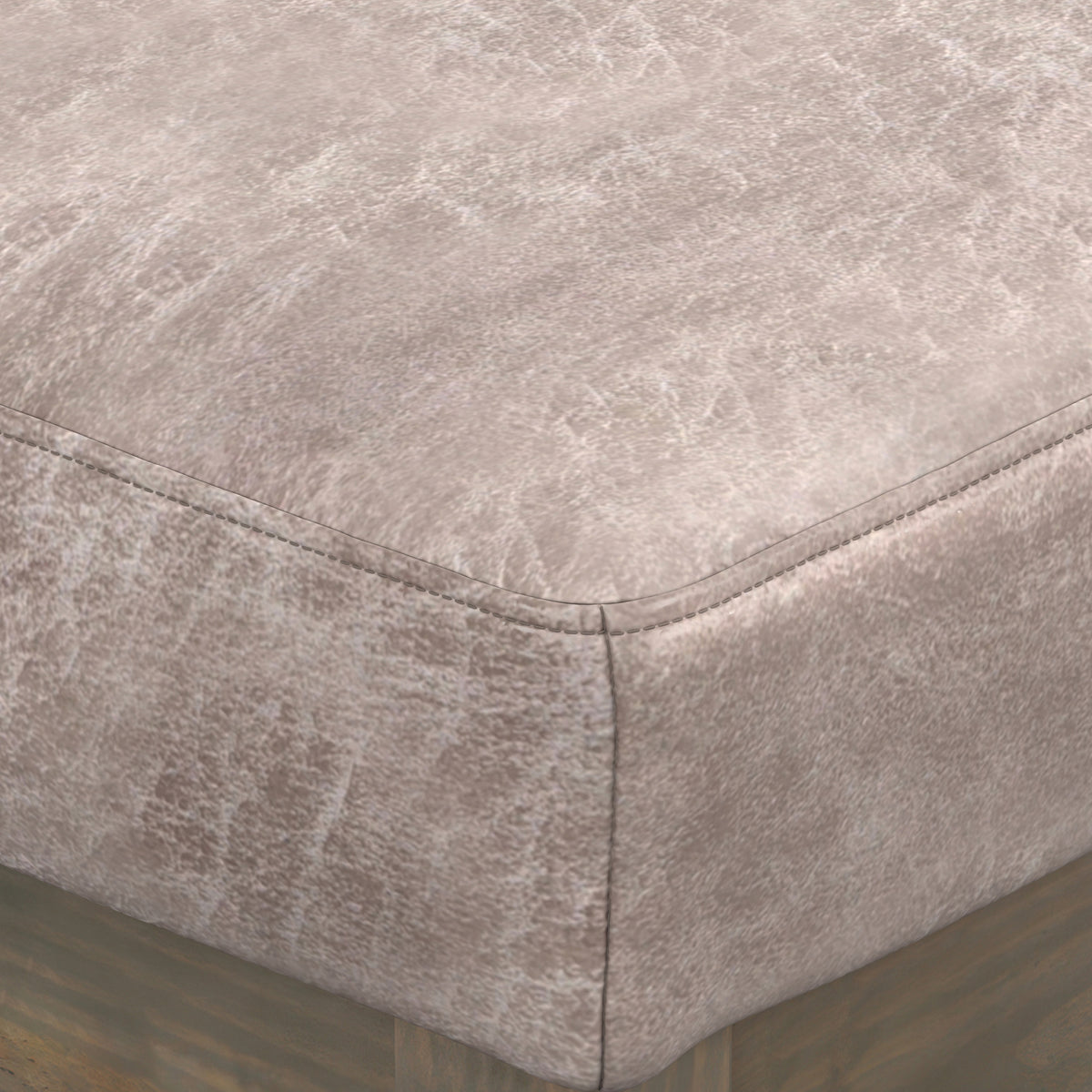 Distressed Grey Taupe Distressed Vegan Leather| Milltown Footstool Small Ottoman Bench