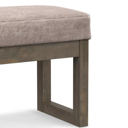Distressed Grey Taupe Distressed Vegan Leather| Milltown Footstool Small Ottoman Bench