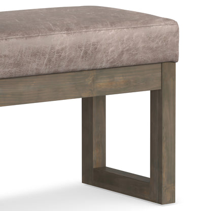 Distressed Grey Taupe Distressed Vegan Leather| Milltown Footstool Small Ottoman Bench
