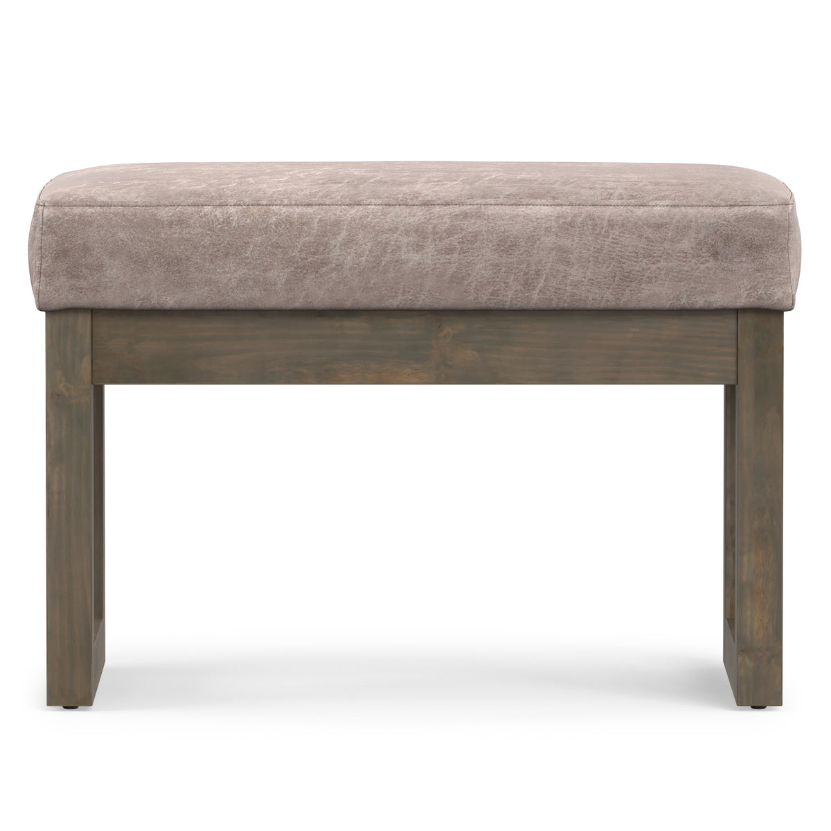 Distressed Grey Taupe Distressed Vegan Leather| Milltown Footstool Small Ottoman Bench
