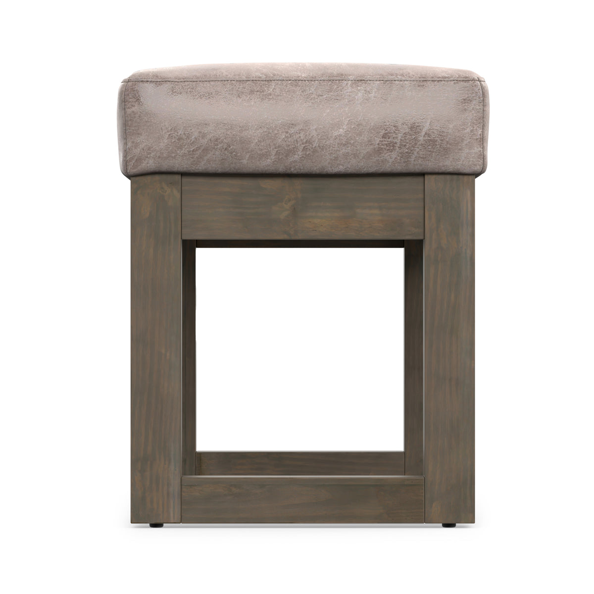 Distressed Grey Taupe Distressed Vegan Leather| Milltown Footstool Small Ottoman Bench
