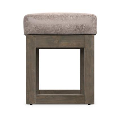 Distressed Grey Taupe Distressed Vegan Leather| Milltown Footstool Small Ottoman Bench