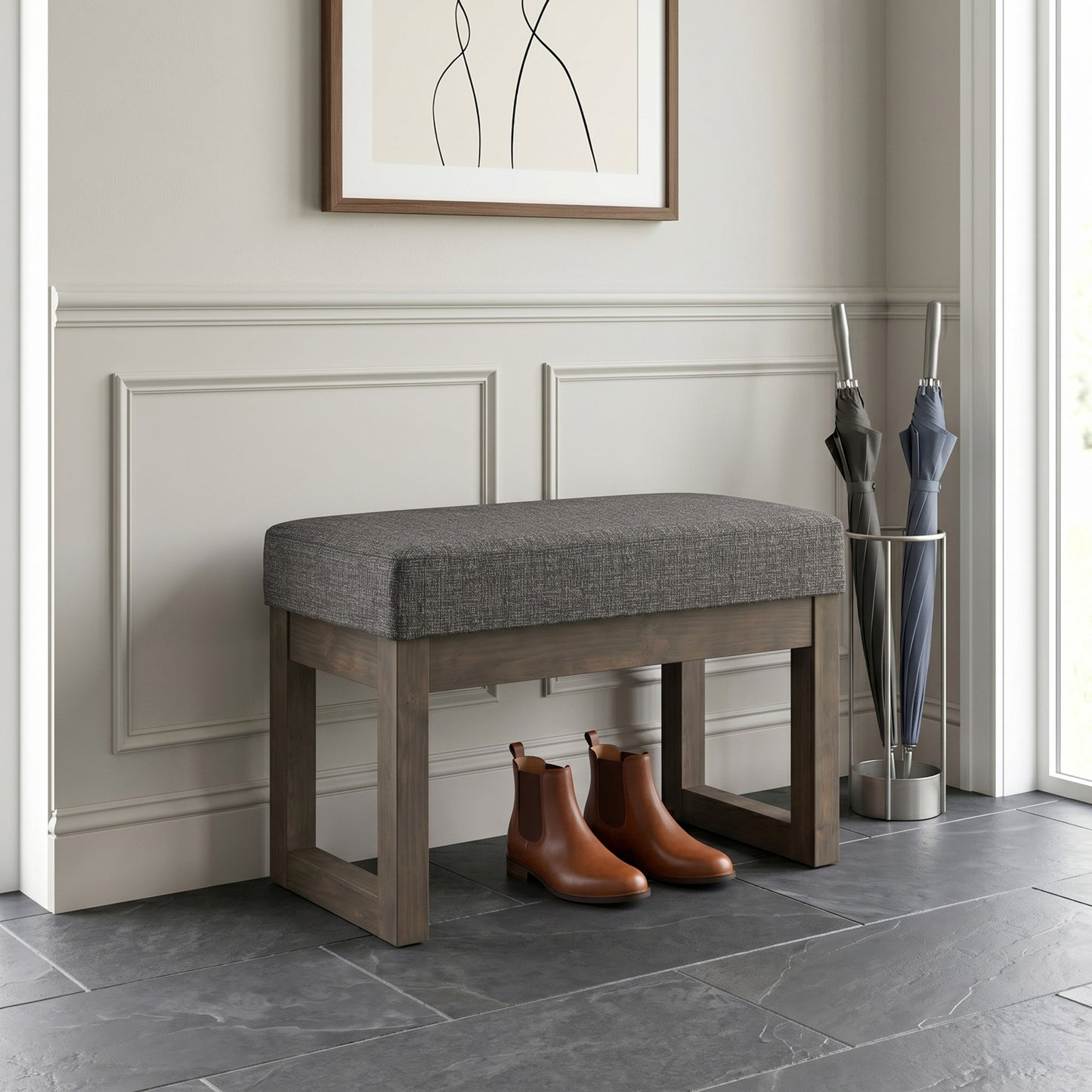 Milltown Small Ottoman Bench in Tweed